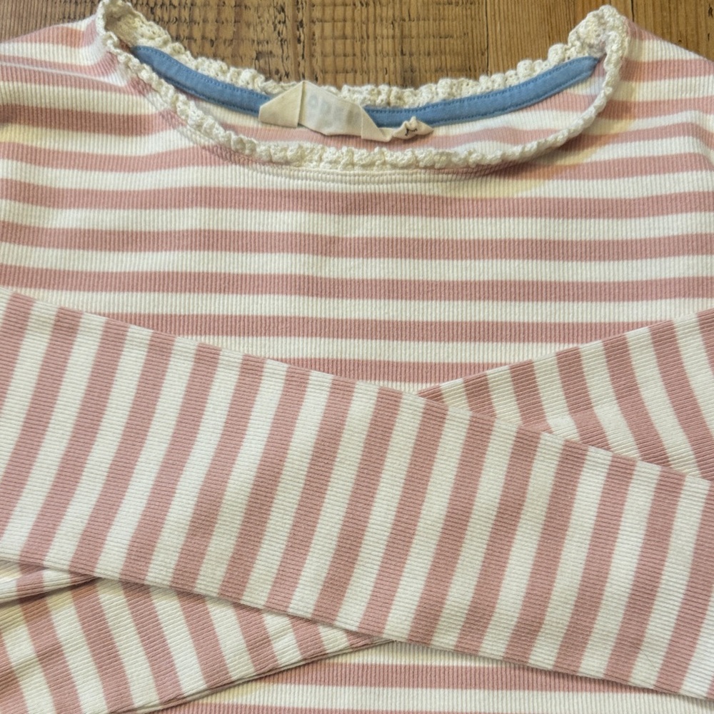 Mini Boden Pink and White Striped Kids Top